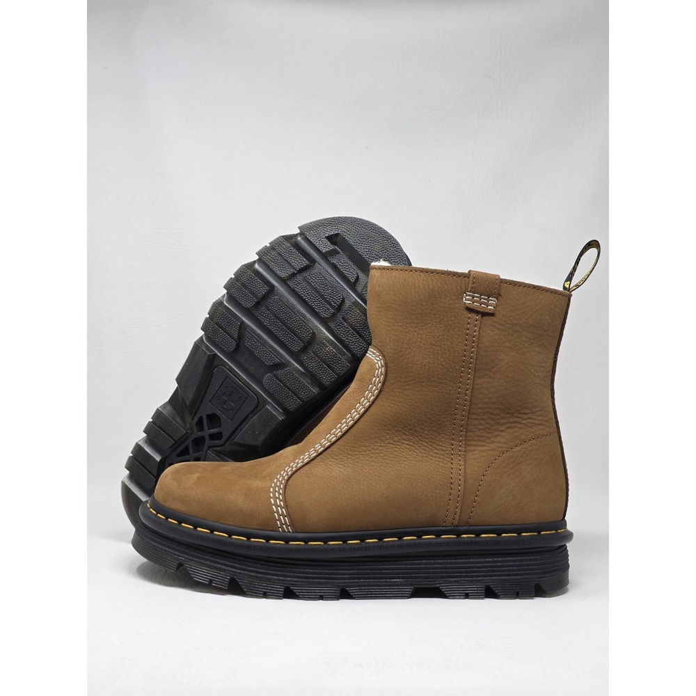 Dr. Martens Zebzag Rigger Size 10 Womens Brown Leather Shearling Lined Boots New